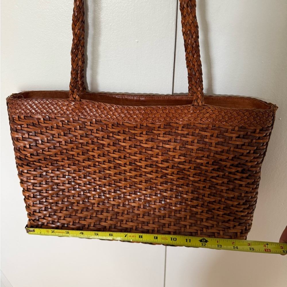 Woven Leather Tote Bag in Brown - Picture 9 of 12